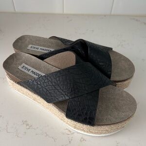 Steve Madden Hassie Sandals NEW size 8 Black Espadrille